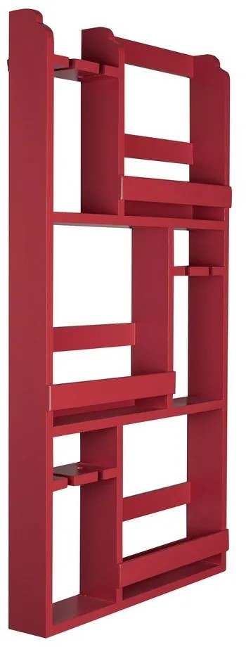 Червен стенен стелаж за вино от масивно каучуково дърво за 12 броя бутилки 80x120x10 cm Myron – Dutchbone