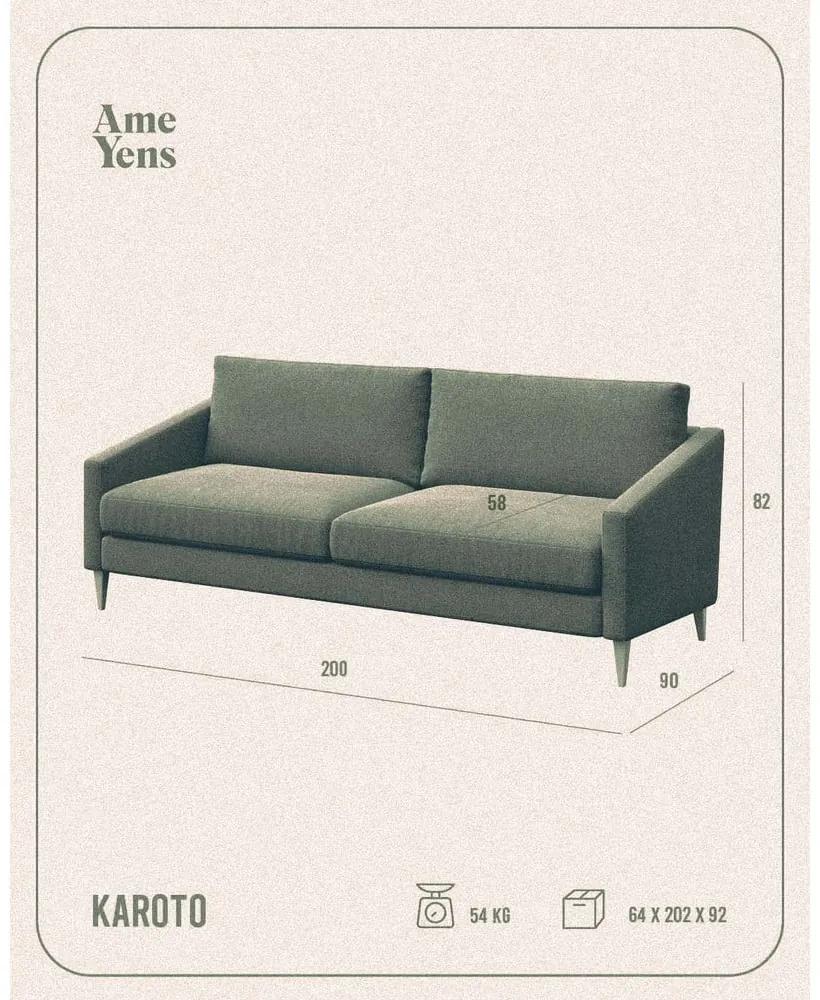 Бежов кадифен диван 200 cm Karoto - Ame Yens