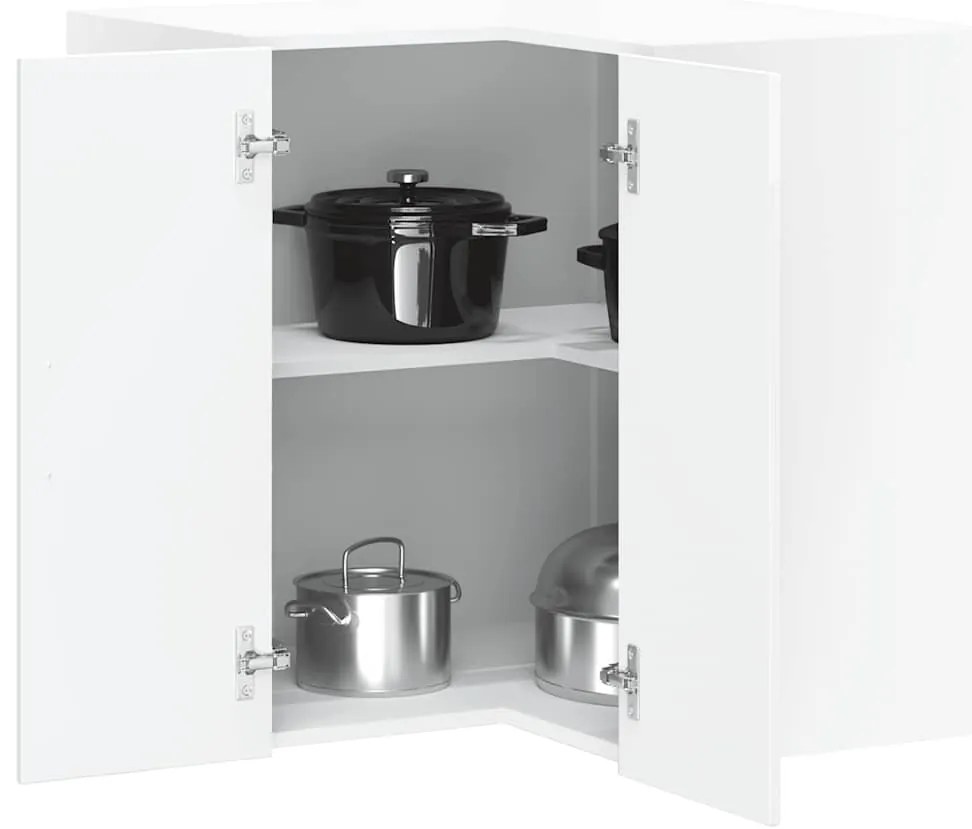 854099 vidaXL Кухненски стенен ъглов шкаф Porto, бял гланц, инженерно дърво