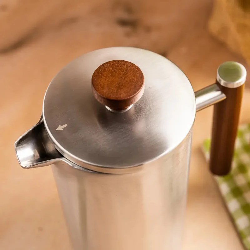 Френска преса за кафе/чай Kinghoff KH 1995, 1 л, Неръждаема стомана, Двойни стени, Инокс