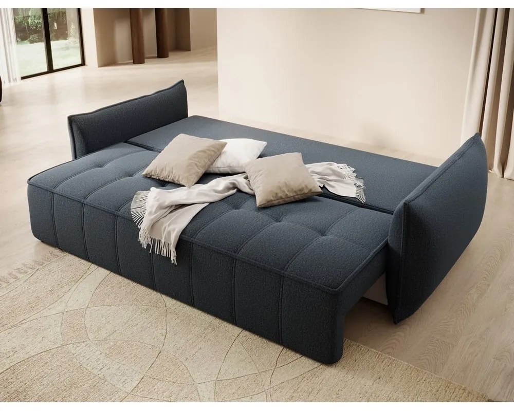 Син шенилов разтегателен диван с място за съхранение 242 cm Weltton – ELTAP