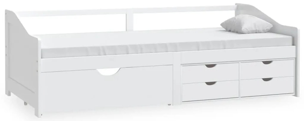 322170 vidaXL 3-местно дневно легло с чекмеджета, бяло, бор масив, 90х200 см