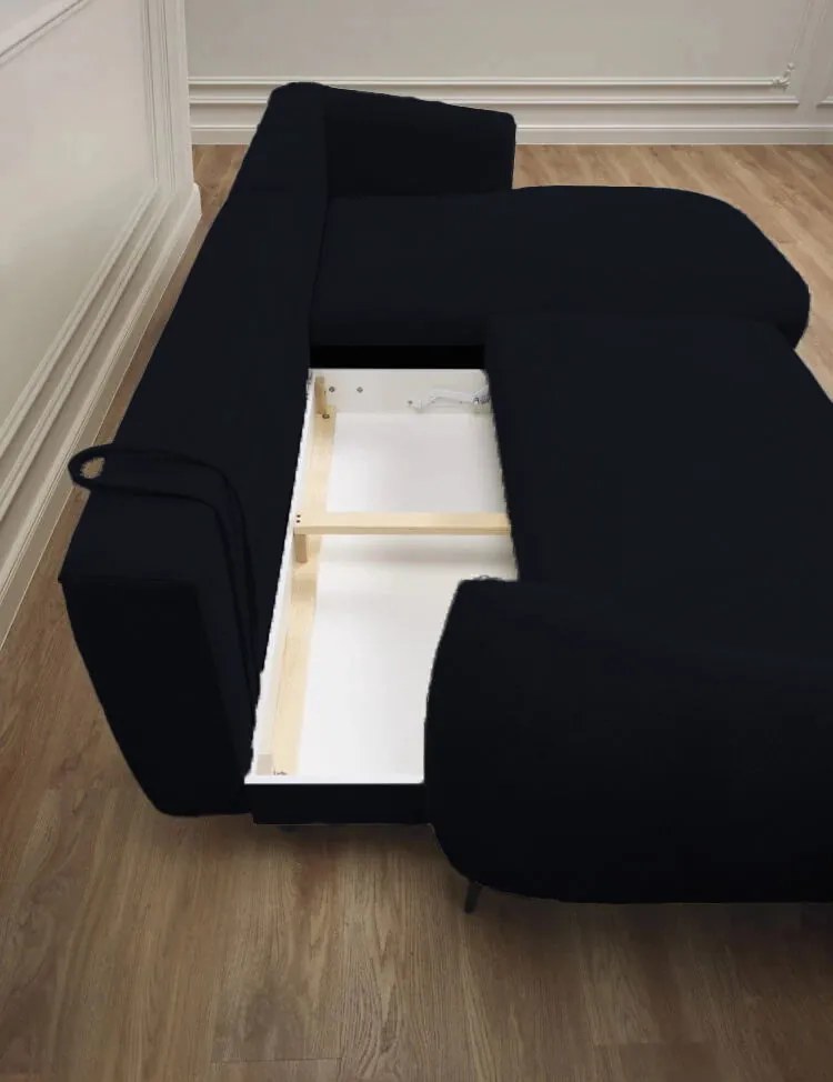 Ъглов диван Тери Мини-черен-ляв