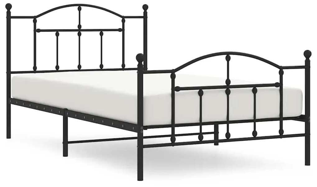353452 vidaXL Метална рамка за легло с горна и долна табла, черна, 100x200 см