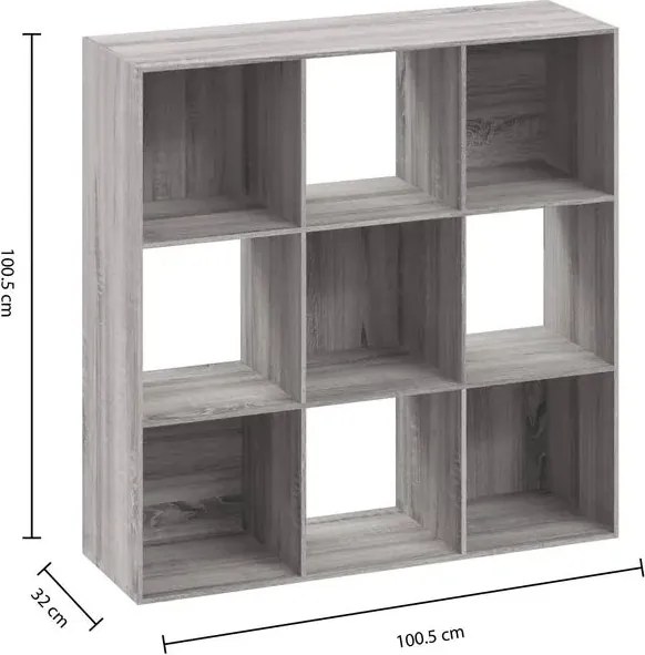 Рафт 5five Mix'n Modul, 9 отделения, MDF, 101x32x101 cm - Дървесен