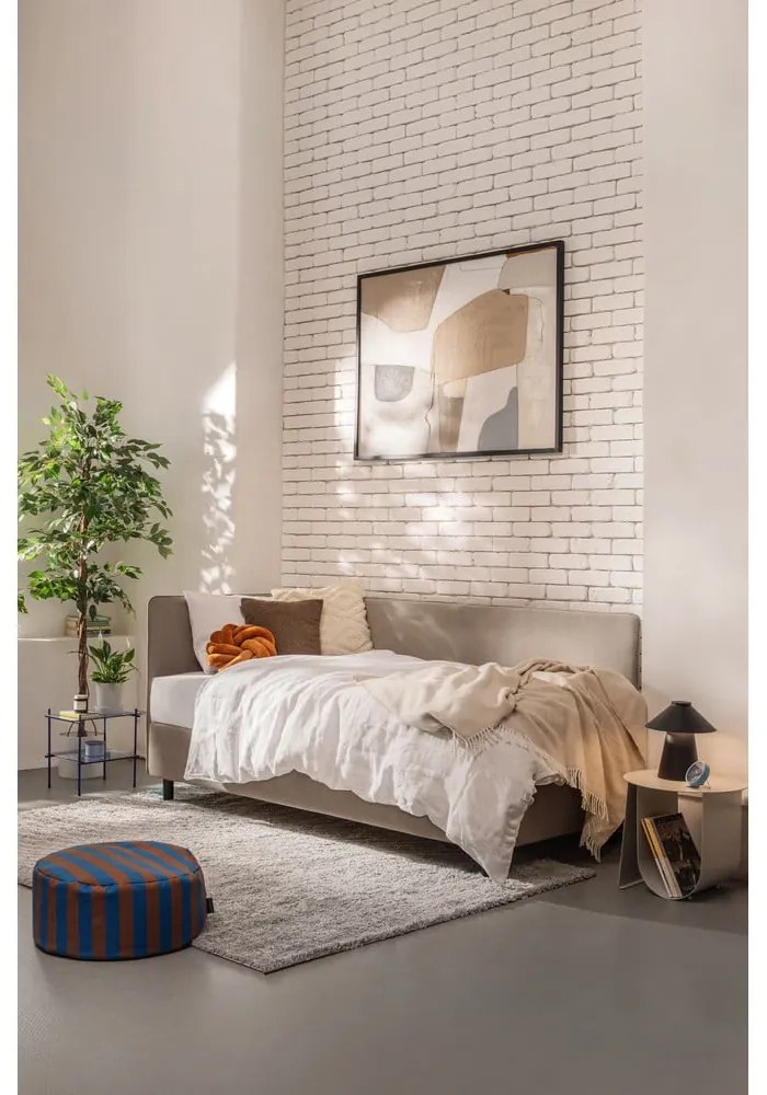 Единично тапицирано легло в кафяво-сив цвят с място за съхранение с включен матрак 90x200 cm Avela – Bonami Selection