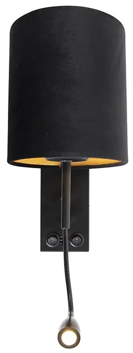 Интелигентна стенна лампа черна с кадифен абажур с Wi-Fi A60 - Stacca