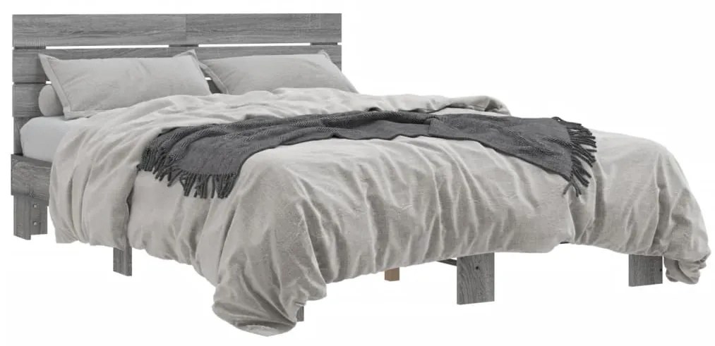3280155 vidaXL Рамка за легло, сив сонома, 120x200 см, инженерно дърво и метал