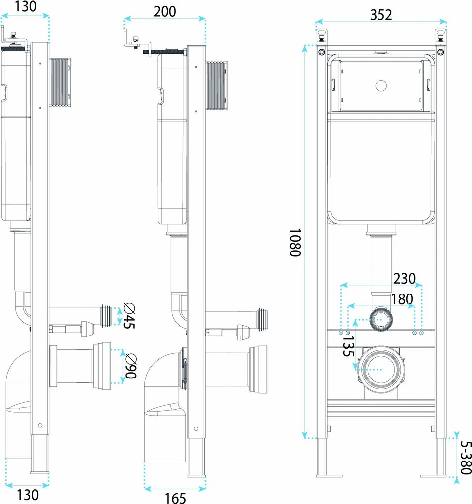 Комплект Структура за Вграждане за WC Slim 024N с Бутон HD Chrome