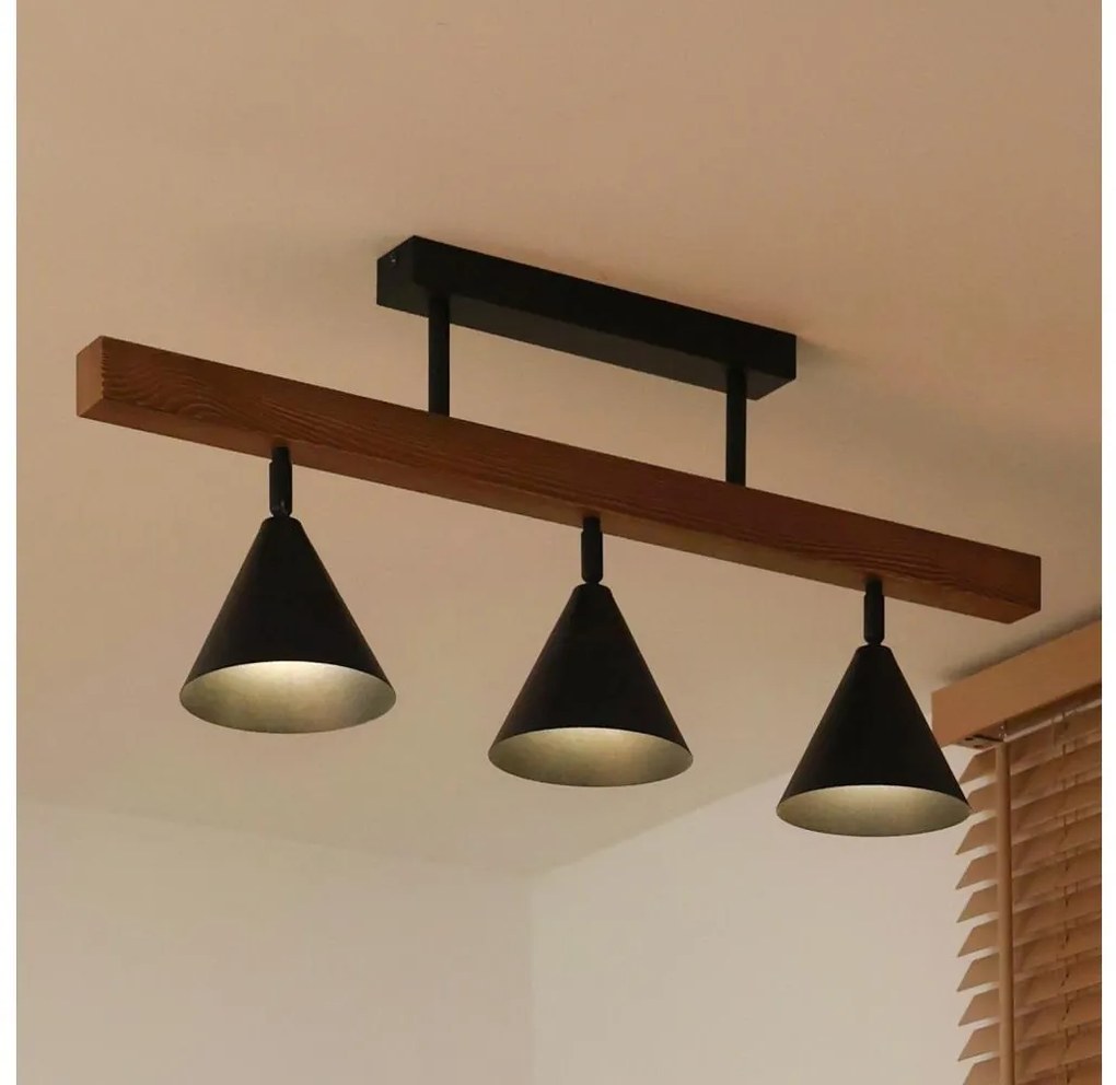 Duolla - Прикрепен полилей IRONLINE 3xG9/3W/230V бор/дъб/черен