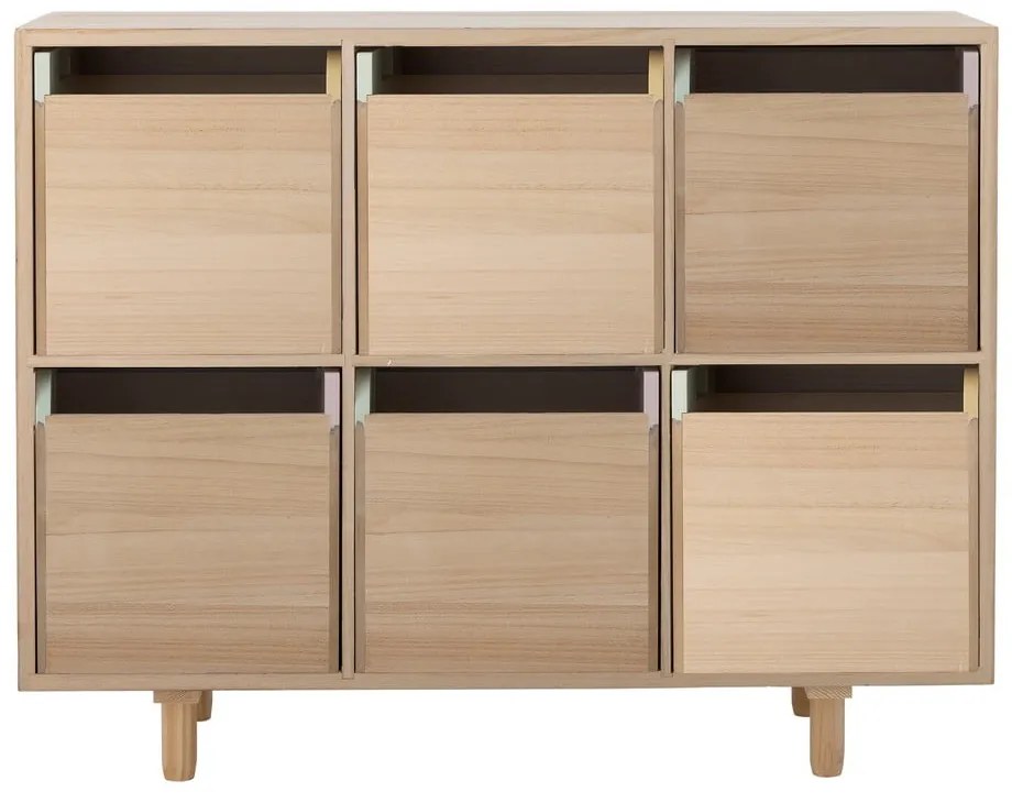 Нисък детски скрин от масивна пауловния в естествен цвят 25,5x88,5 cm Calle – Bloomingville Mini