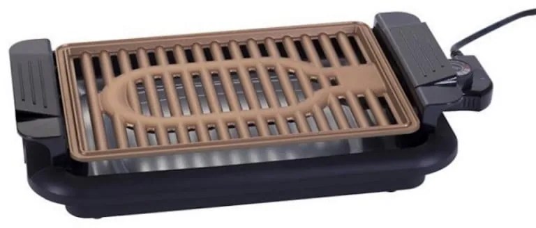 Бездимна скара Oliver Voltz OV51015P, 1200W, 30x21 см, Термостат, Незалепващо покритие, Тава за мазнина, Черен/кафяв