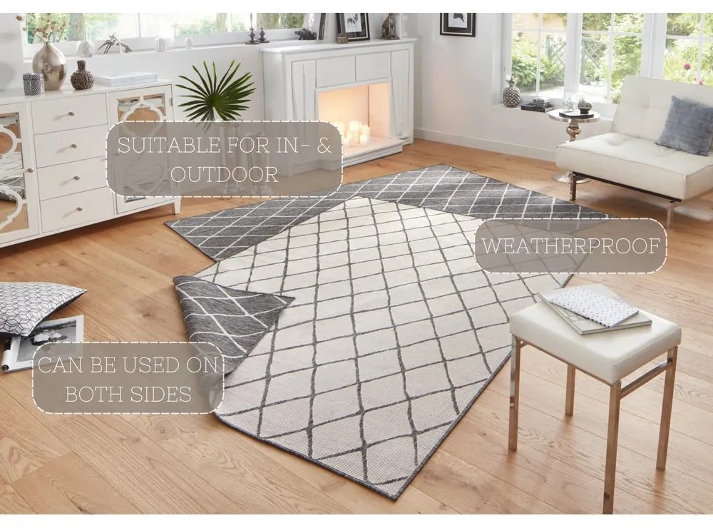 Сив и кремав килим на открито , 80 x 150 cm Malaga - NORTHRUGS