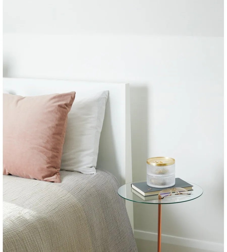 Стъклена кутия за бижута с капак в златист цвят Tesora - Umbra