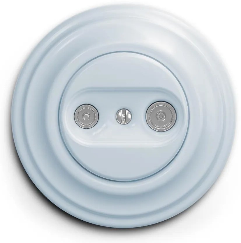 Kliklap - Ретро абонатна TV+R розетка (проходна) със синя рамка