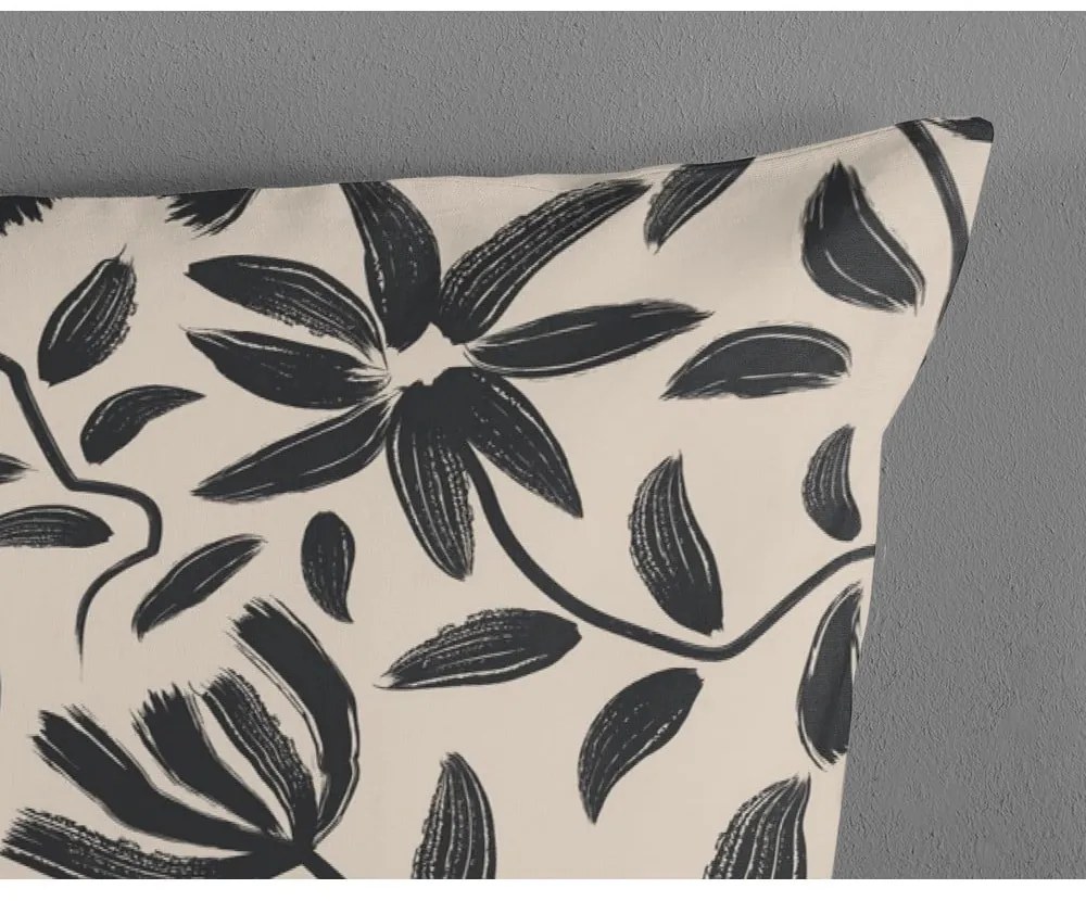 Черно-бежово двойно удължено памучно спално бельо 200x220 cm Emilia – Good Morning