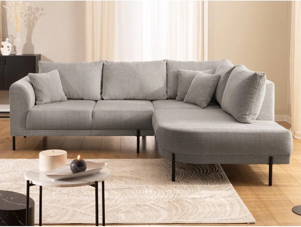 Кафяво-сив шенилов ъглов диван (десен ъгъл/L форма) Mauris – Ropez