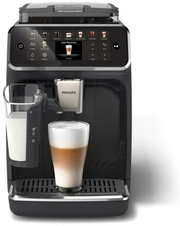 Кафеавтомат Philips EP5541/50 5500 LatteGo, 1500W, 15 bar, 1.8 л, 20 напитки, Керамична мелачка с 12 нива, TFT, AquaClean, SilentBrew, AromaExtract, ExtraShot, Черен