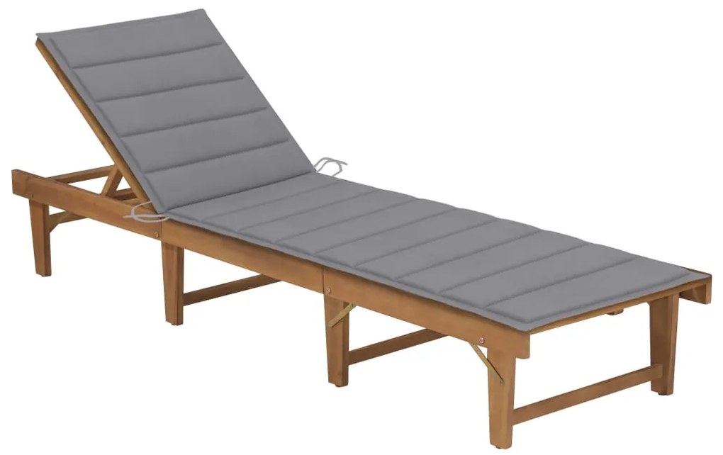 3064165 vidaXL Сгъваем шезлонг с шалте, акациево дърво масив