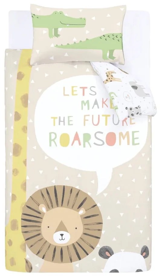 Светлокафяво единично детско спално бельо 135x200 cm Roarsome Animals – Catherine Lansfield