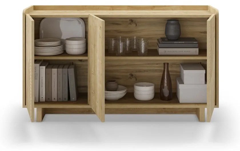 Скрин от дъбов декор в естествен цвят 140x80x40 cm Daira – Marckeric