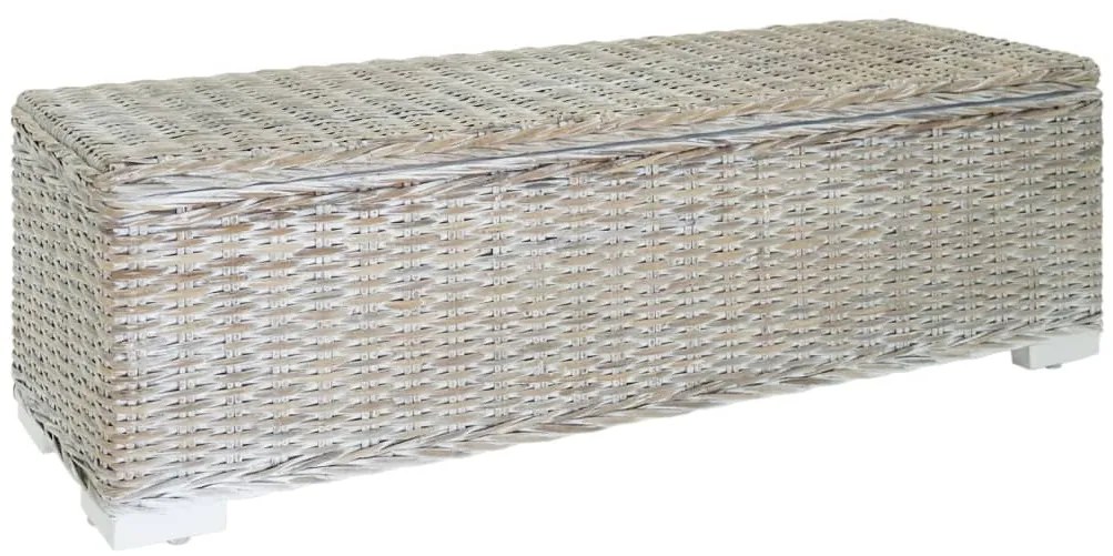 344881 vidaXL Ракла, бяла, 110 см, естествен кубу ратан и махагоново дърво масив