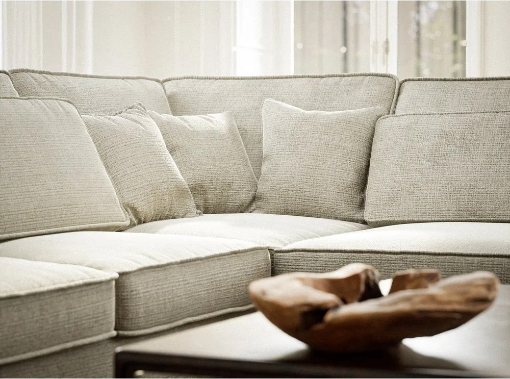 Сиво-бежов шенилов ъглов диван (десен ъгъл/L форма) Kirou – Maison de Rêve