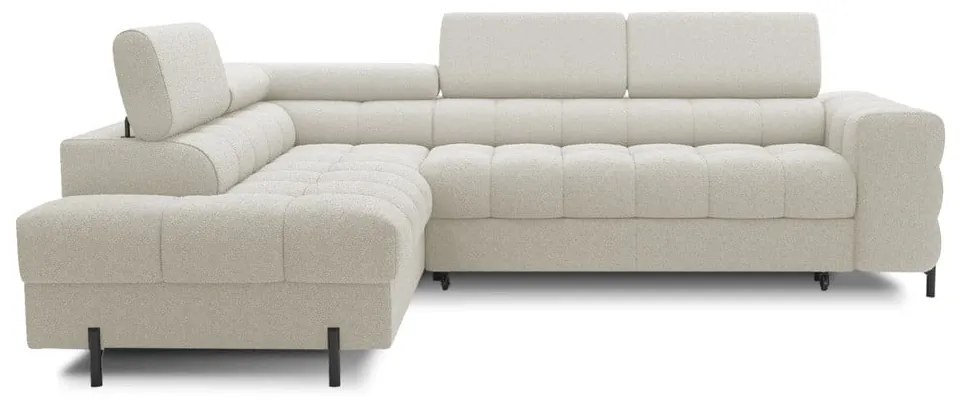 Кремав разтегателен ъглов диван с място за съхранение от букле (ляв ъгъл L форма) Ferucce – ELTAP