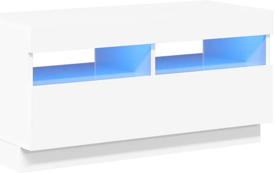 804451 vidaXL ТВ шкаф с LED осветление, бял гланц, 80x35x40 см
