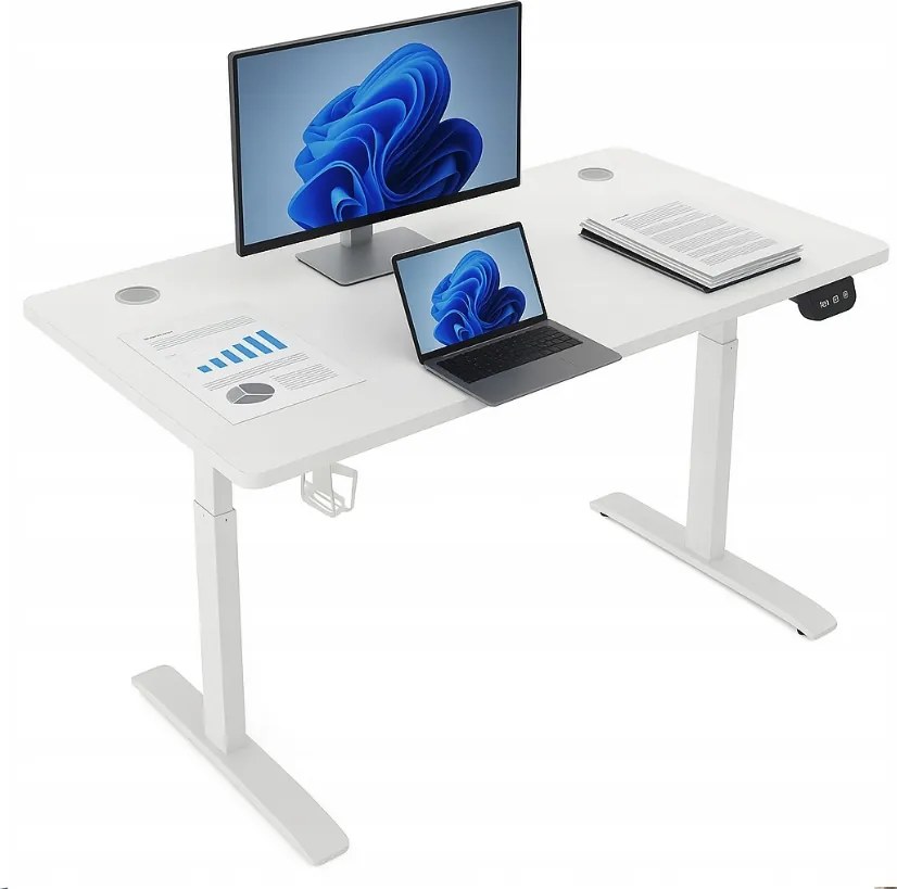 Електрическа маса с регулируема височина 72 - 117 см - бяла Ширина: 60 см | Дължина: 140 см