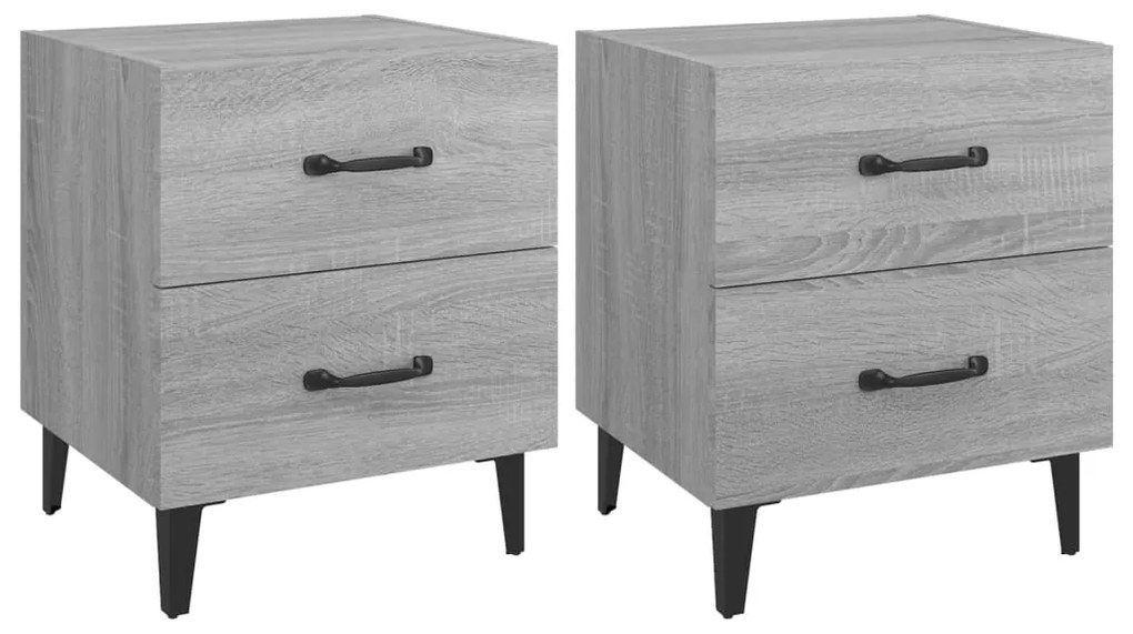 817294 vidaXL Нощни шкафчета, 2 бр, сив сонома, 40x35x47,5 см