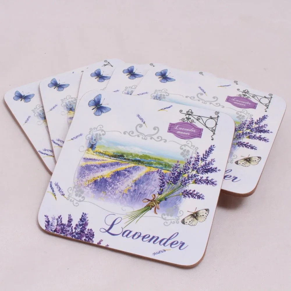 Бели/лилави коркови подложки в комплект 6 бр. – Dakls