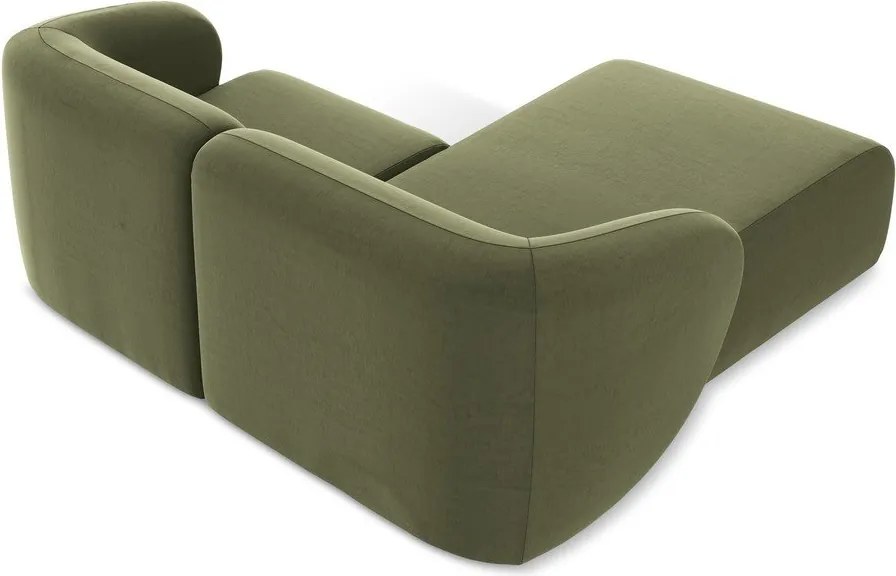 Зелен кадифен ъглов диван (ляв ъгъл) Lani – Makamii