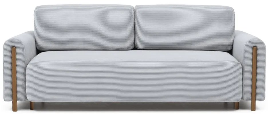 Сив разтегателен диван с място за съхранение от рипсено кадифе 244 cm Arcadova – ELTAP