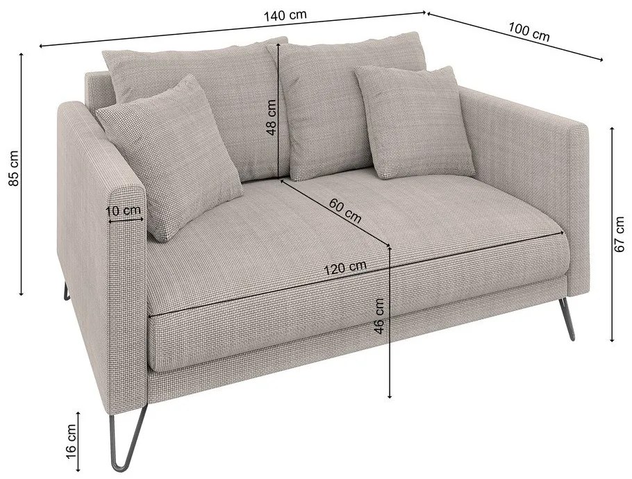 Светлокафяв шенилов диван 140 cm Freya – Ropez