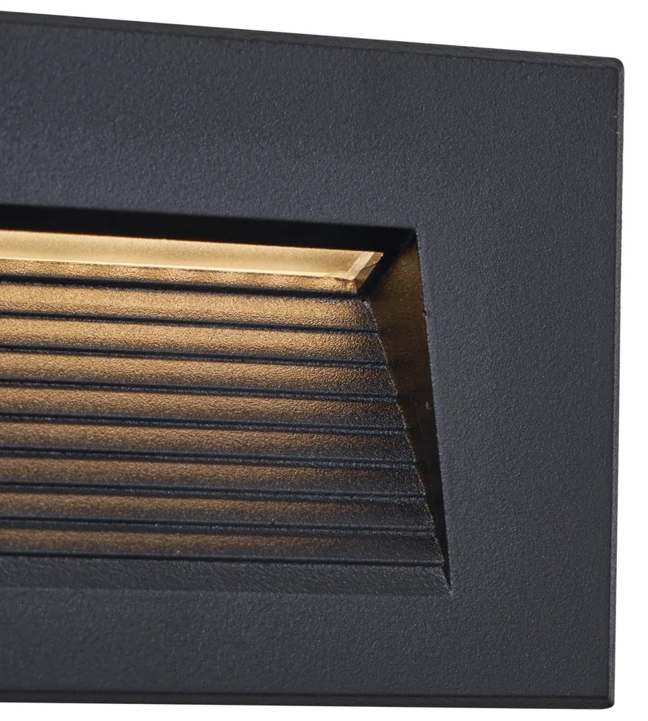 Модерна вградена стенна лампа черна 11.5cm с LED IP65 - Trem