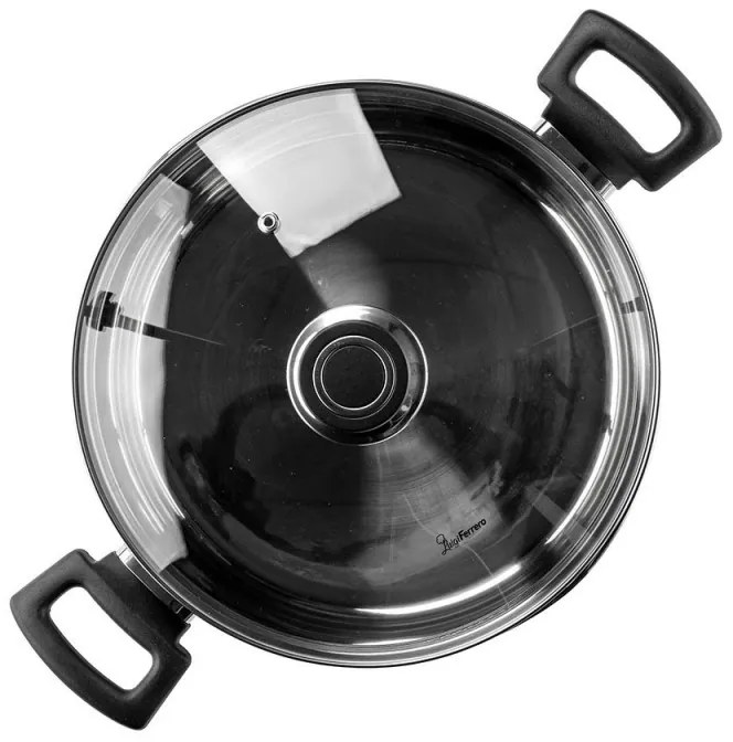 Тенджера Luigi Ferrero Sophia FR-3406, 26x14 см, 7 л, Стомана 18/10, Стъклен капак, Индукция, Инокс