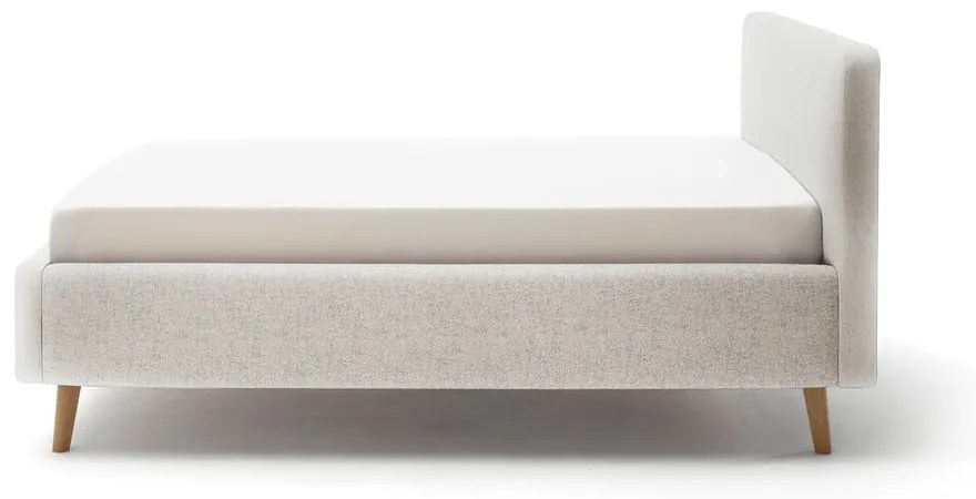 Бежово двойно легло 140x200 cm тапицирано с място за съхранение с включена подматрачна рамка Mattis – Meise Möbel