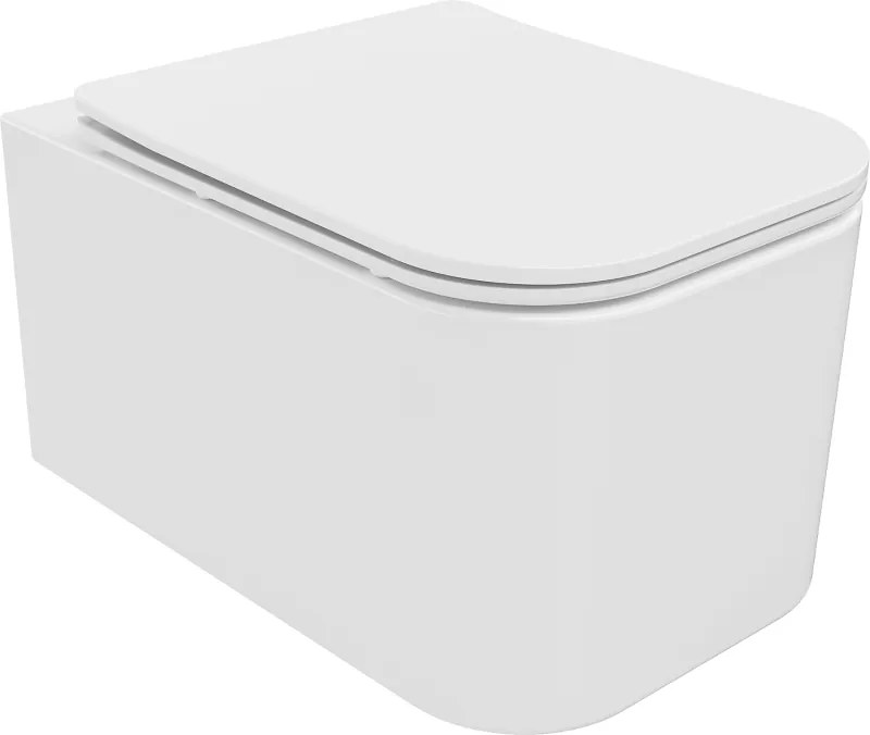 Mexen Elis Rimless тоалетна чиния с бавно падаща тънка седалка, дуропласт, бял гланц - 30910600