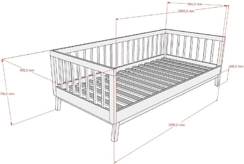 Кафяво детско легло 90x200 cm от масивен бор с включена подматрачна рамка Sezane – Vipack