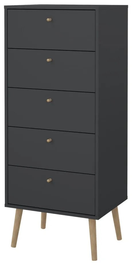 Антрацитен висок скрин 50x120 cm Bodo - Tvilum