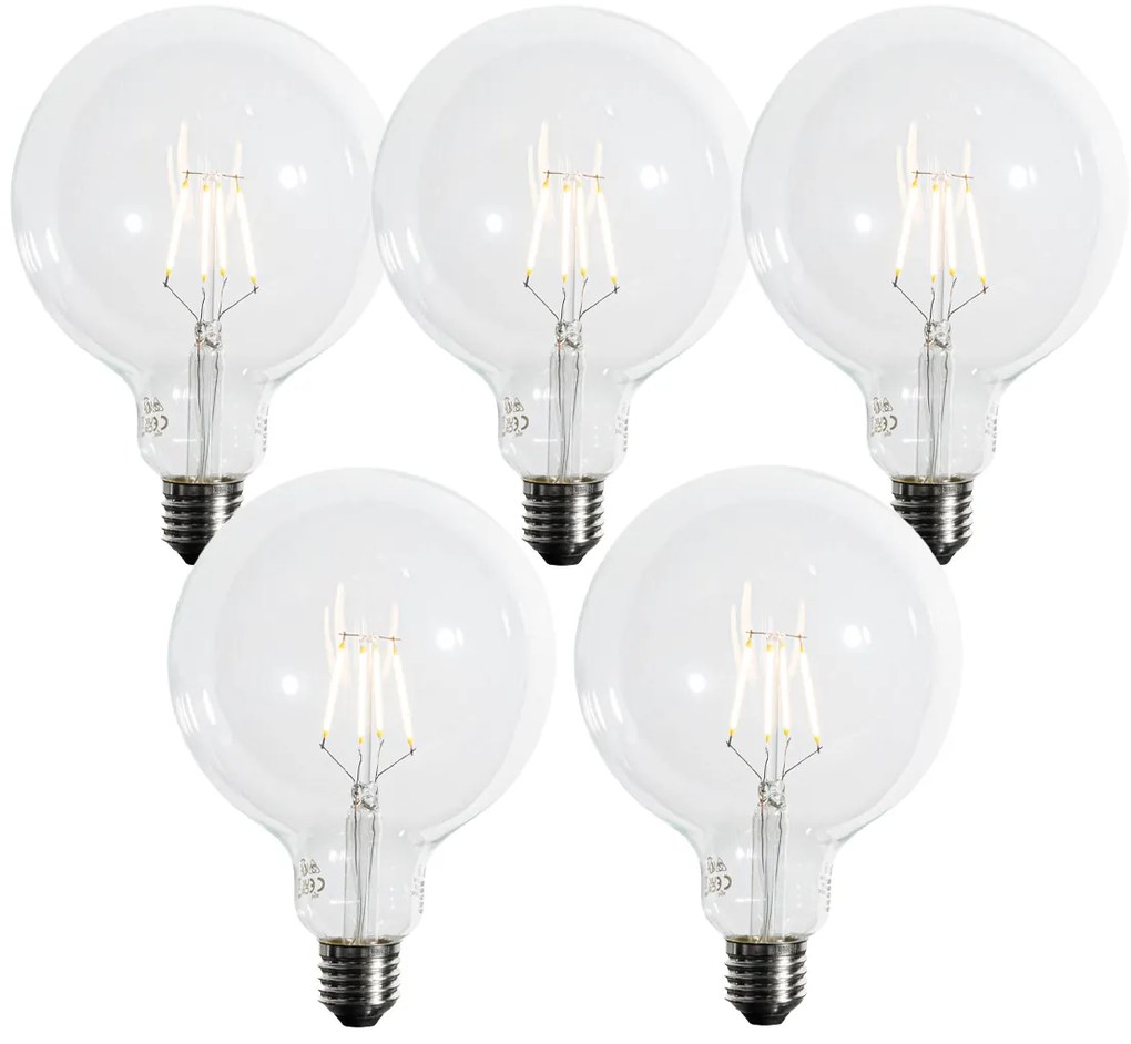 Комплект от 5 E27 3-степенни димируеми LED крушки с нажежаема спирала G125 4W 450 lm 2700K