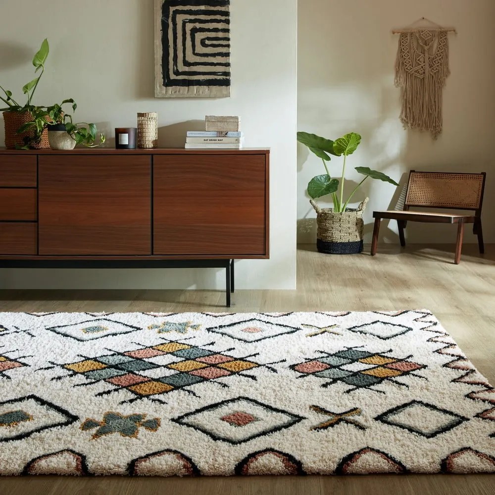 Кремав ръчно изработен вълнен килим 200x290 cm Moroccan Midar – Flair Rugs