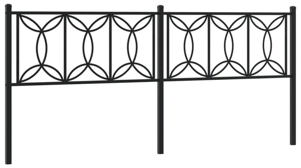 376165 vidaXL Метална резервна табла за легло, черна, 193 см