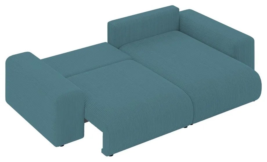 Тюркоазен ъглов диван с място за съхранение от рипсено кадифе Luma – Ropez