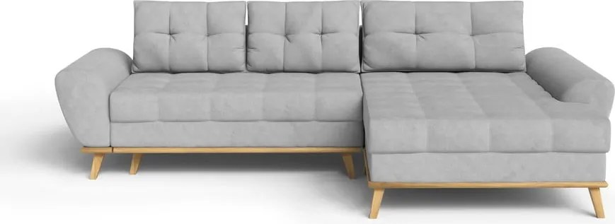 Светлосив разтегателен ъглов диван (десен ъгъл) Balitco – Ropez