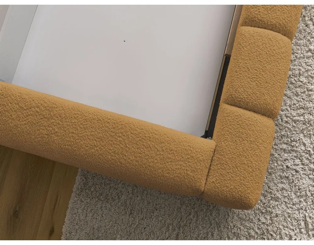 Двойно тапицирано легло с място за съхранение с включена подматрачна рамка в цвят горчица 160x200 cm Denali – Bobochic Paris