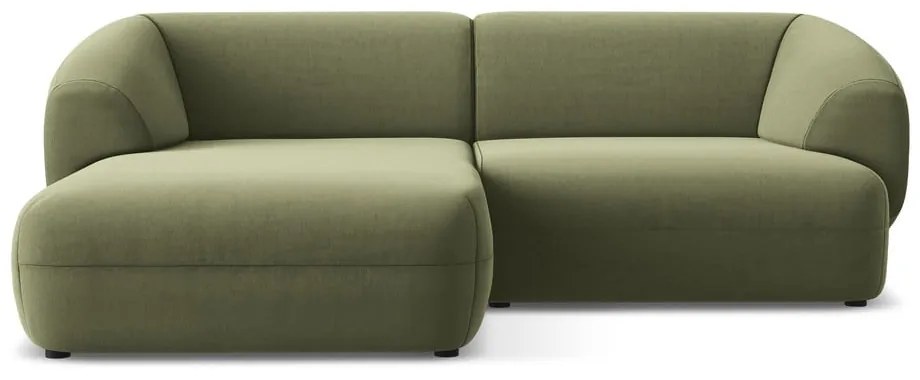 Зелен кадифен ъглов диван (ляв ъгъл) Moana – Makamii