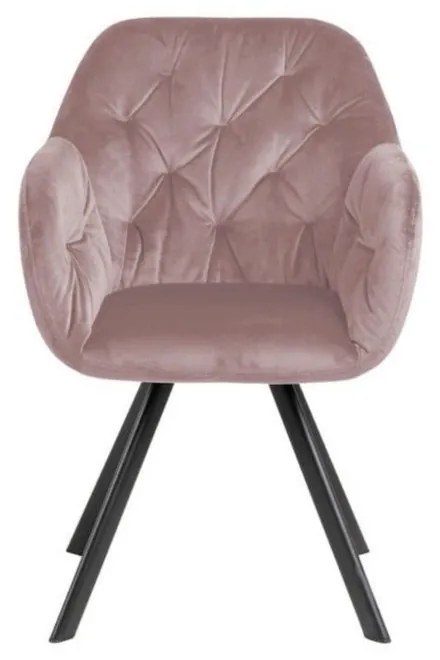 Светлорозов тапициран трапезен стол с подлакътници Lola – Actona