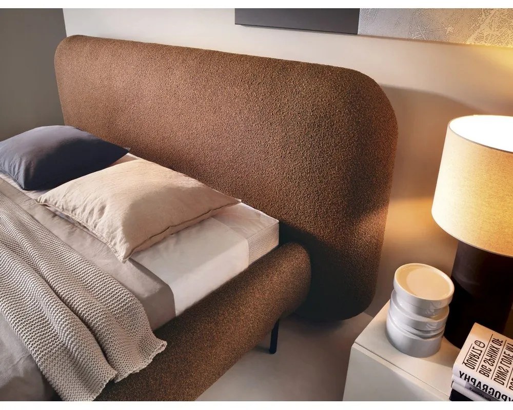 Теракотено двойно легло 140x200 cm тапицирано с място за съхранение с включена подматрачна рамка Pointt – ELTAP